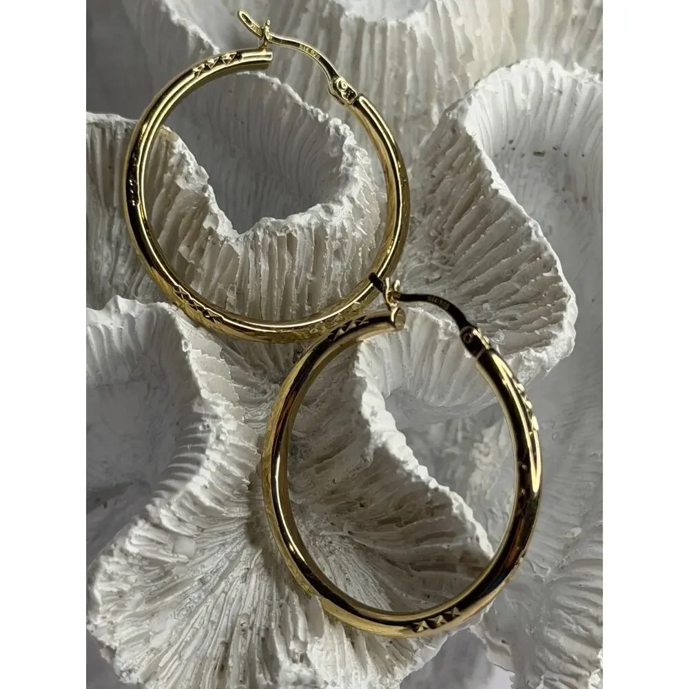 SLC 925 Sterling Silver Gold Plated Hoop Earrings